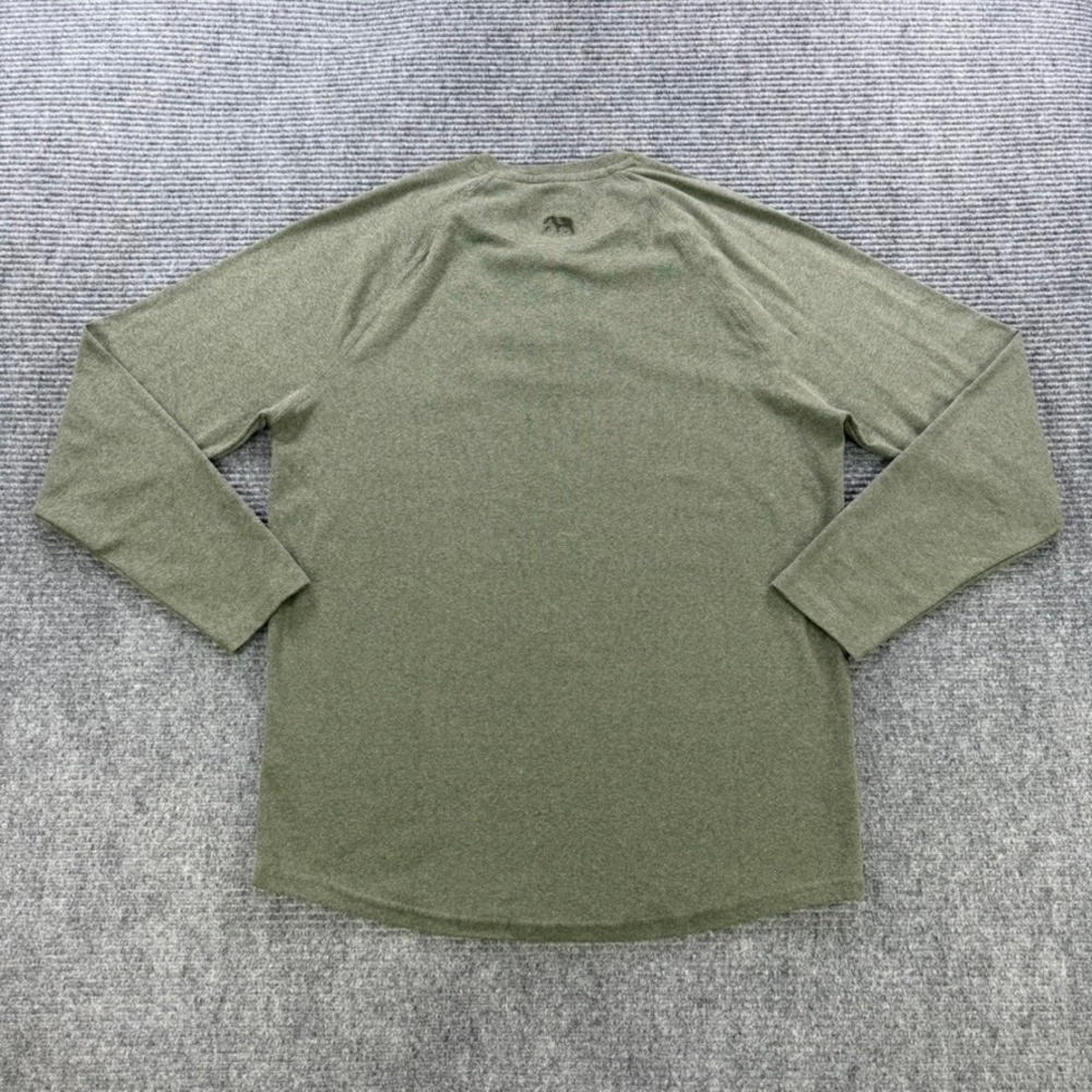 The Normal Brand Mens Large Olive Green Long Sleeve Raglan Henley Shirt Casual - Picture 3 of 11
